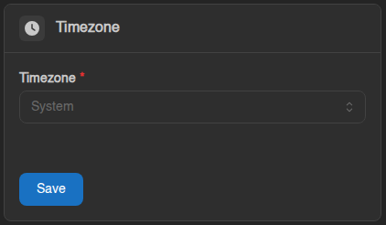 Timezone card in Settings