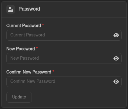 Password card on the Account page