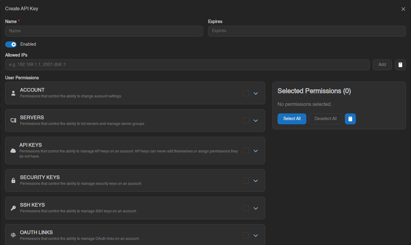 Creating an API key