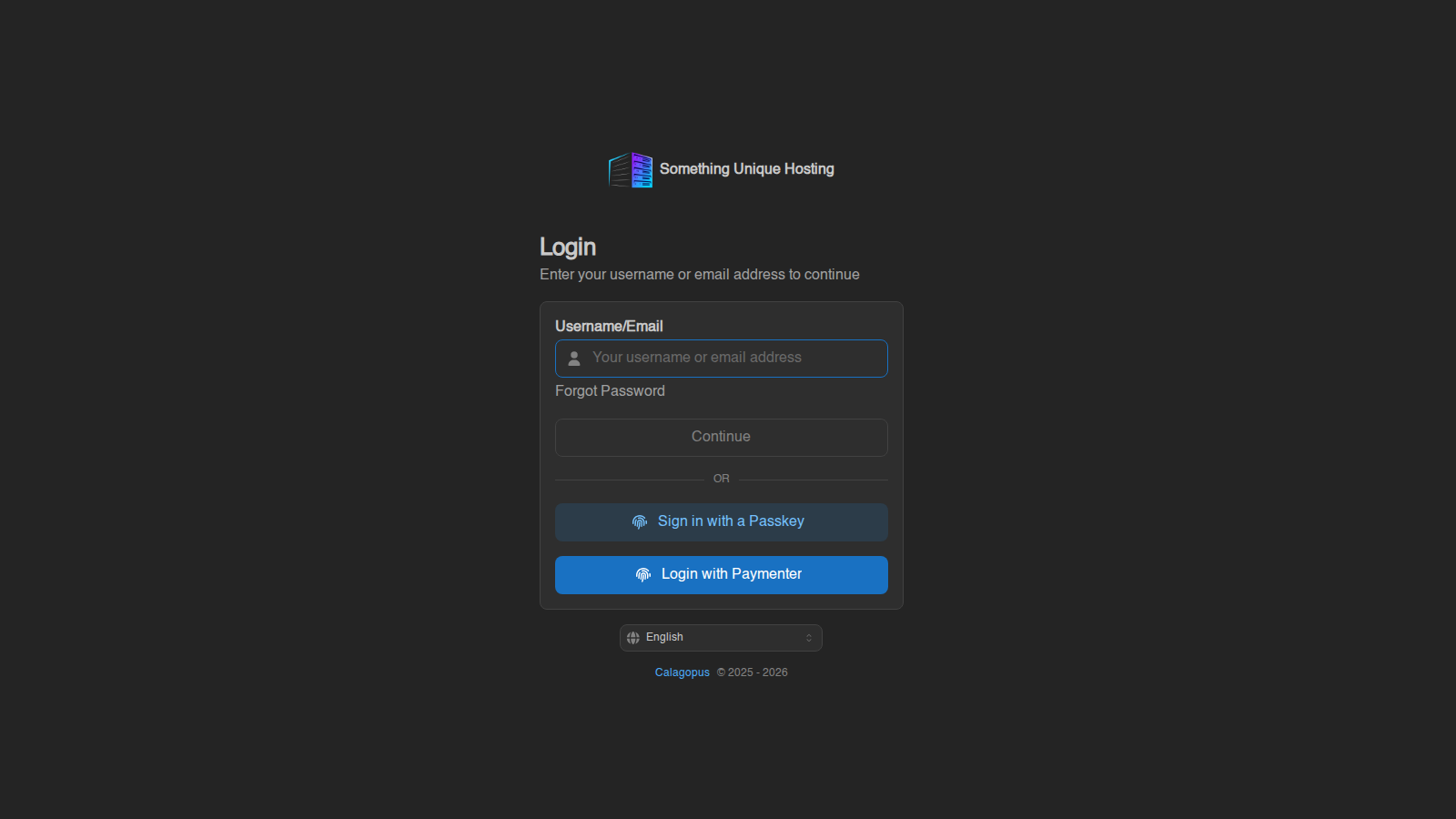 The login page
