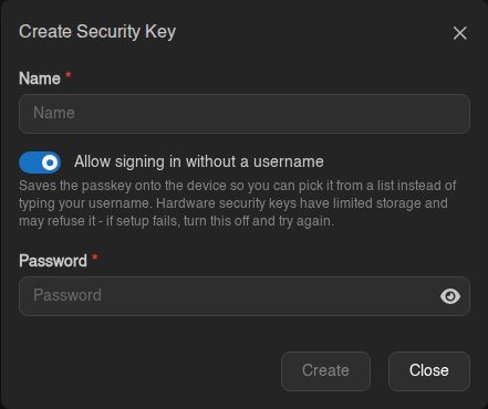 Adding a security key
