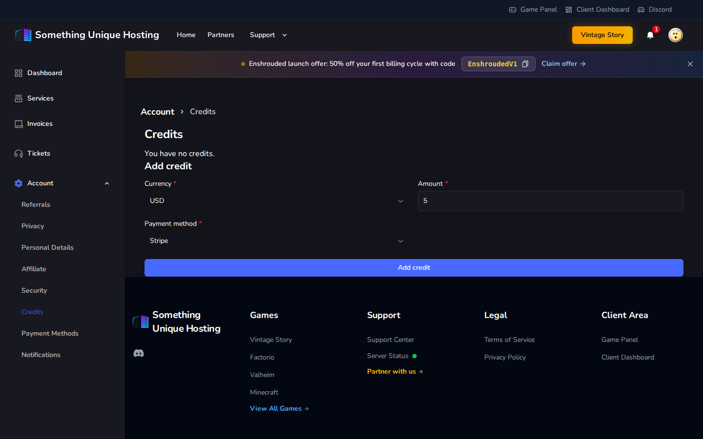 Adding credit