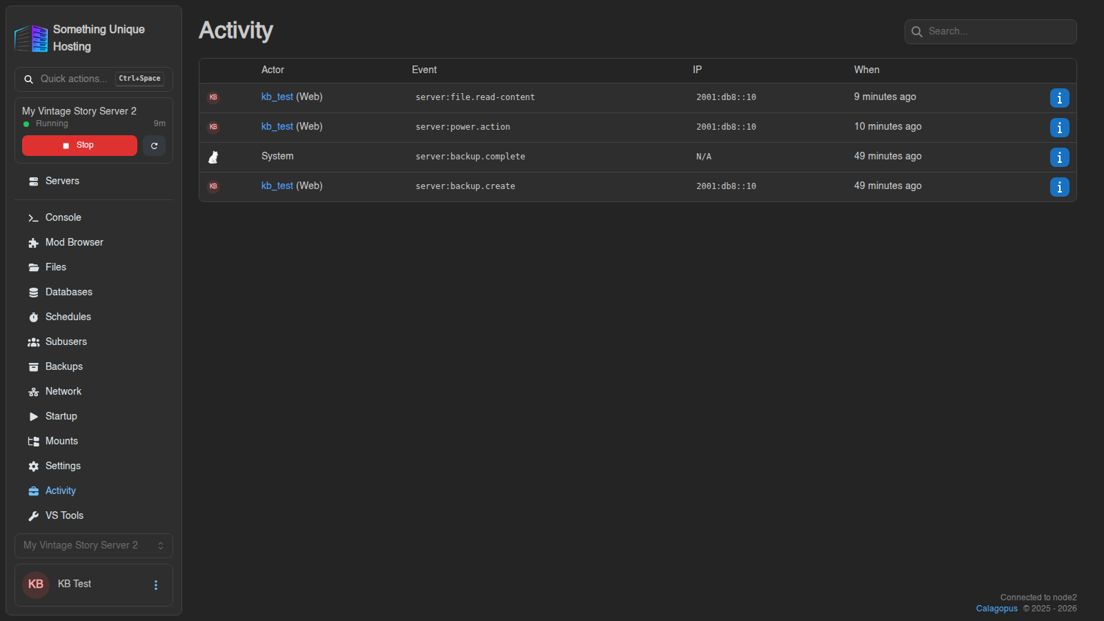The Activity tab