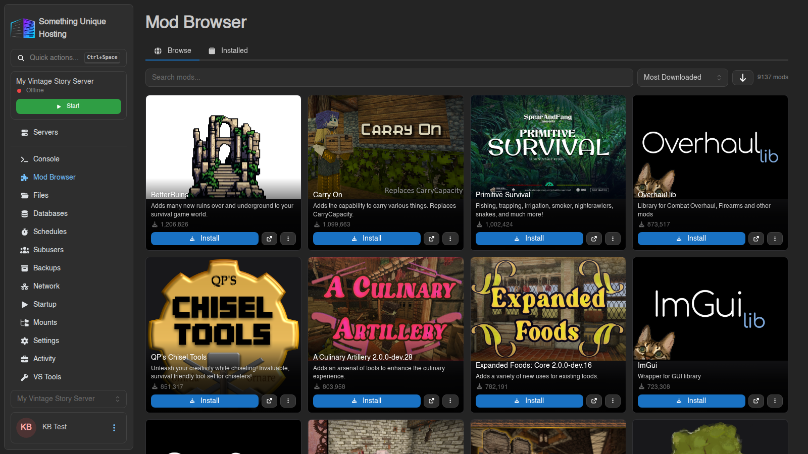 Mod Browser, Browse tab