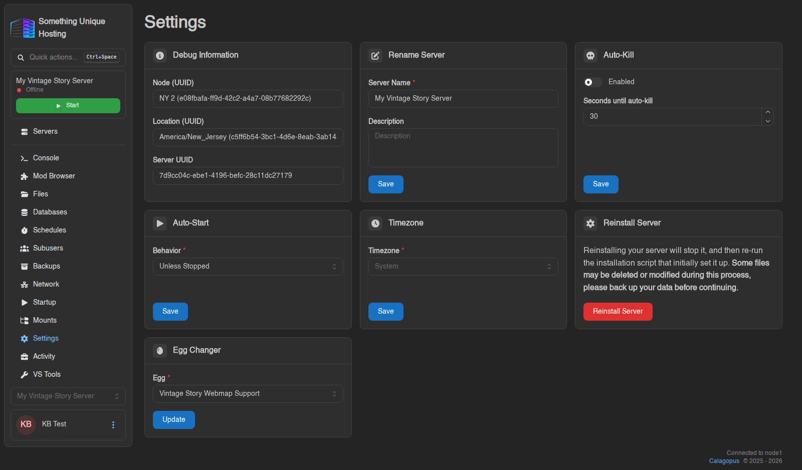 The Settings tab
