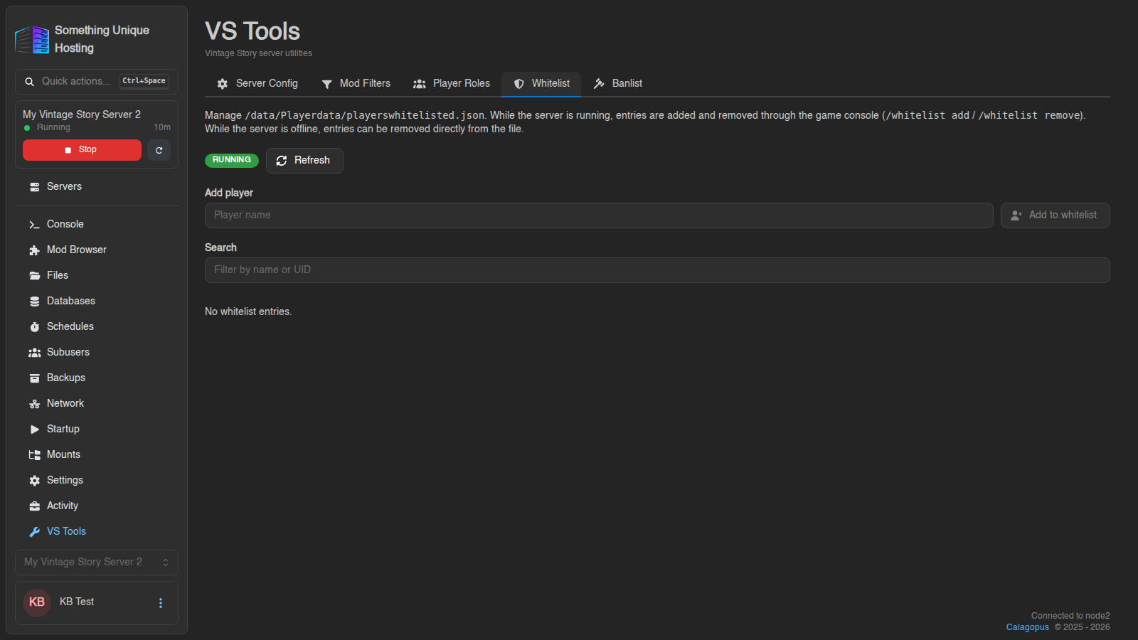 The Whitelist tab